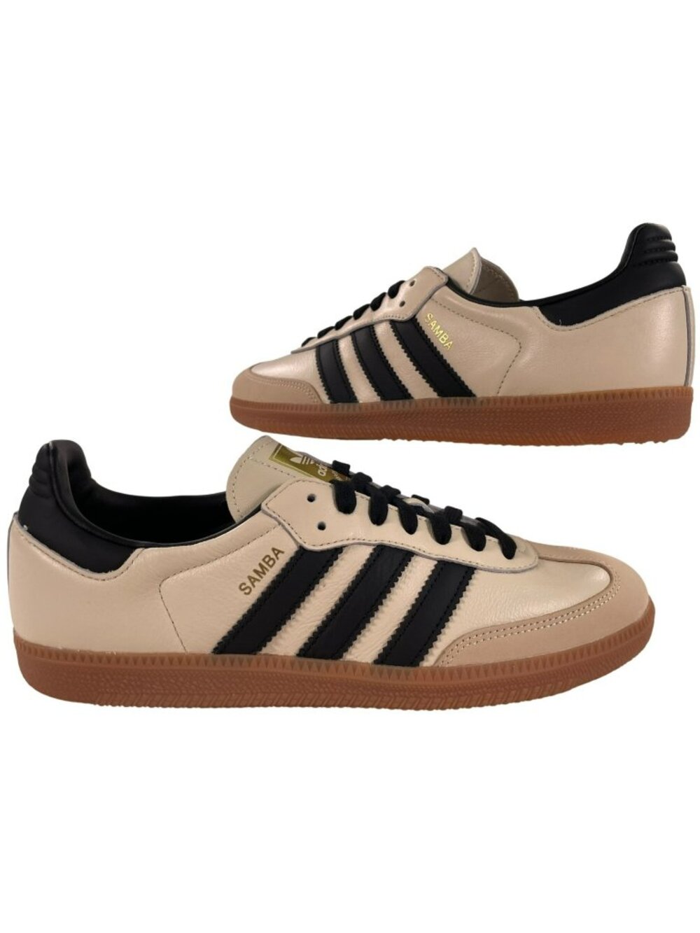 Adidas Samba OG Sneakers Off-White Black Cream Gum Sole Leather Women's Sz 9 NEW
